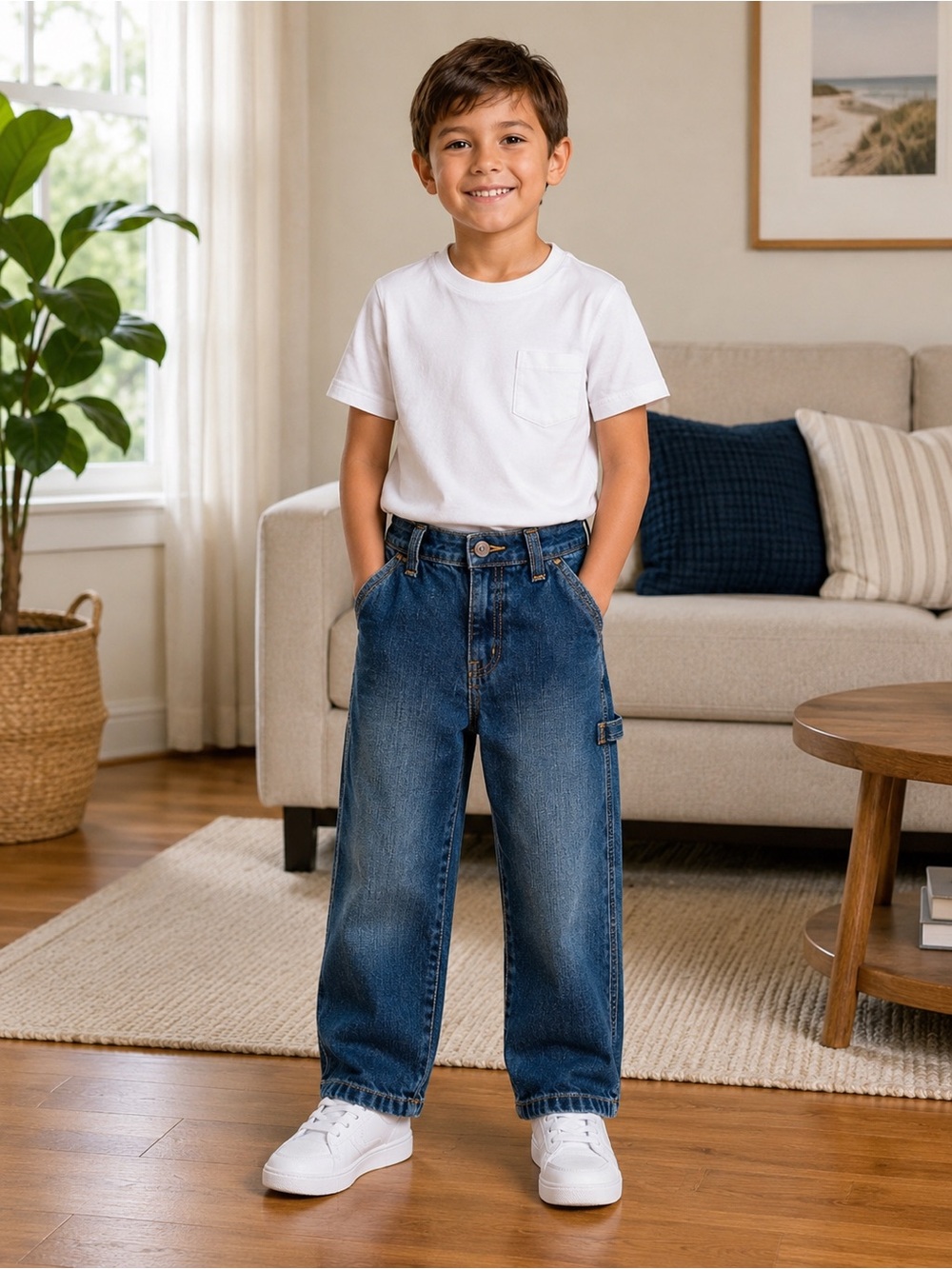Gymboree Boys Loose Fit Carpenter Jeans Blue Denim Size 5
